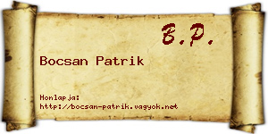 Bocsan Patrik névjegykártya